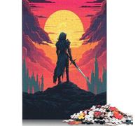500 Pieces Paladin Warrior Pixel Art Creative Square Wooden Jigsaw Puzzles for Adults Educational Game Challenge Toy 500pcs (52x38cm)