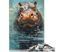 500 Pieces Palette Hippo Painting Jigsaw Square Puzzle for Adults Wooden Puzzles Unique Challenge Games 500pcs (52x38cm)