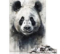 500 Pieces Panda Beauty Black Ink Jigsaw Puzzles Wooden Puzzles for Adults & Teenager Jigsaw Puzzles for Adults 500pcs (52x38cm)