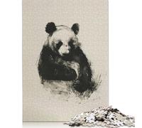 500 Pieces Panda In Charcoal Art Jigsaw Puzzles Wooden Puzzle Adult Jigsaw Puzzle Educational Game for Adult Teenagers 500pcs (52x38cm)