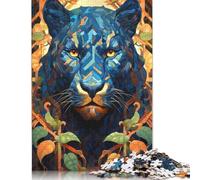 500 Pieces Panther Flower Portrait 2 Wood Puzzles Wooden Puzzles for Adults& Teenagers Age 12 Years Up 500pcs (52x38cm)