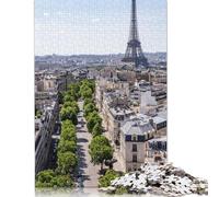 500 Pieces Paris Street View with Eiffel Tower Jigsaw Square Puzzle for Adults Wooden Puzzles Unique Challenge Games 500pcs (52x38cm)