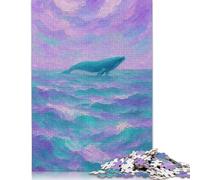 500 Pieces Pastel Whale Dream - Soft Ocean Fantasy Art Creative Square Wooden Jigsaw Puzzles for Adults Educational Game Challenge Toy 500pcs (52x38cm)