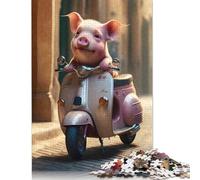 500 Pieces Piglet Riding Scooter Jigsaw Puzzle Puzzle for Adults And Teenager For Family Fun & Game Night 500pcs (52x38cm)