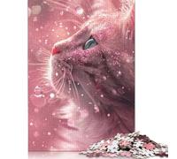500 Pieces Pink Kitten Square Jigsaw Puzzles for Adults And Wooden Puzzles 500pcs (52x38cm)