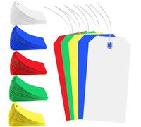 500 Pieces Plastic Shipping Tags with Wire Waterproof Hang Tags Heavy Duty Labeling Tags with String Wires Tags Labels Labeling Tags Stacking Tags for Equipment Car Parts (Colorful, 4 3/4 x 2 3/8)