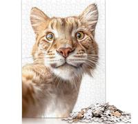 500 Pieces Playful Wild Cat Taking Selfie Jigsaw Puzzles for Adults & Teenager for Adults Teenagers Age 12+ 500pcs (52x38cm)