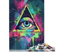 500 Pieces Psychedelic All Seeing Eye Jigsaw Puzzle Difficulty Puzzle Education Games Toys 500pcs (52x38cm)