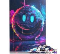 500 Pieces Psychedelic Neon Smiley Square Jigsaw Puzzles for Adults And Wooden Puzzles Children Puzzles 500pcs (52x38cm)