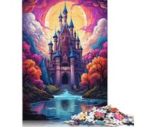 500 Pieces Psychedelic Painting Colorful Moonlight Castle Jigsaw Puzzle Adults Difficulty Puzzles Educational Toy Games Family Decoration 500pcs (52x38cm)