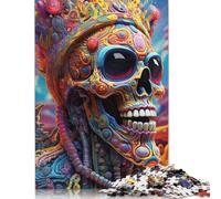 500 Pieces Psychedelic Skull Jigsaw Puzzles Adults Difficulty Jigsaw Puzzles Education Toys Games 500pcs (52x38cm)