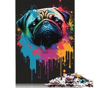 500 Pieces Pug Colourful Jigsaw Puzzles for Adults Jigsaw Puzzle for Family Time Brain Challenge 500pcs (52x38cm)