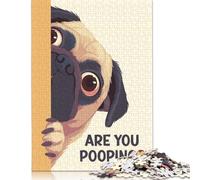 500 Pieces Pug Peeking Are You Pooping for Adults Difficult Jigsaw Puzzles Wooden Puzzle for Adults And Teenager Jigsaw Puzzles for Adult 500pcs (52x38cm)