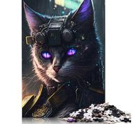 500 Pieces Purple Eyed Cat Jigsaw Puzzle Adults Difficulty Puzzles Educational Toy Games Family Decoration 500pcs (52x38cm)