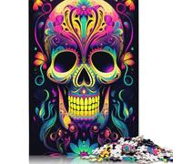 500 Pieces Puzzle Adults Colorful Neon Graffiti Skull Puzzle Decompression Toys Home Puzzles Game Puzzle Interesting Gifts 500pcs (52x38cm)