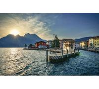 500 Pieces Puzzle Child BoyNatural Beauty,Sun,Lake,Jetty,Italy,Walk 52x38CM