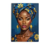 500 Pieces Puzzle for Adults African Woman Portrait in Blue and Gold,Home Decoration for Puzzle Lovers