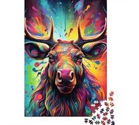 500 Pieces Puzzle for Adults Art Moose Jigsaw Puzzles for Adults Puzzle Woodenboard Puzzles Educational Game Challenge Toy 500pcs (52x38cm)