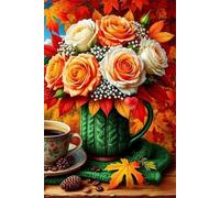 500 Pieces Puzzle For Adults Autumn Coffee Rose Jigsaw Puzzles Teens Educational Toys Challenging puzzles for Wall Decor Gifts Finished Size: 52x38 cm