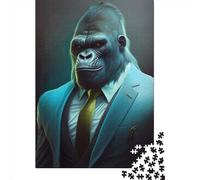 500 Pieces Puzzle for Adults Gorilla Suit Animal Jigsaw Puzzles for Adults Puzzle Woodenboard Puzzles Educational Game Challenge Toy 500pcs (52x38cm)