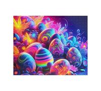 500 Pieces Puzzle for Adults Jigsaw Puzzles Vividly Colored Neon Easter Eggs Hard Impossible Jigsaw Puzzle for Adults