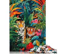 500 Pieces Puzzle for Adults Jungle Royalty Two Tigers Jigsaw Puzzles for Adults Puzzle Woodenboard Puzzles Educational Game Challenge Toy 500pcs (52x38cm)