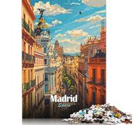 500 Pieces Puzzle for Adults Madrid Cityscape Jigsaw Puzzles for Adults Puzzle Woodenboard Puzzles Educational Game Challenge Toy 500pcs (52x38cm)