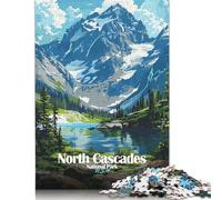 500 Pieces Puzzle for Adults North Cascades National Park Illustration Jigsaw Puzzles for Adults Puzzle Woodenboard Puzzles Educational Game Challenge Toy 500pcs (52x38cm)