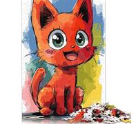 500 Pieces Puzzle for Adults Playful Kitten Art Jigsaw Puzzles for Adults Puzzle Woodenboard Puzzles Educational Game Challenge Toy 500pcs (52x38cm)