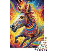 500 Pieces Puzzle for Adults Psychedelic Zebra Jigsaw Puzzles for Adults Puzzle Woodenboard Puzzles Educational Game Challenge Toy 500pcs (52x38cm)