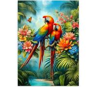 500 Pieces Puzzle For Adults Tropical Flower Parrots Jigsaw Puzzles Teens Educational Toys Challenging puzzles for Wall Decor Gifts Finished Size: 52x38 cm