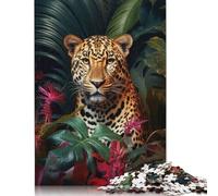 500 Pieces Puzzle for Adults Tropical Leopard Jigsaw Puzzles for Adults Puzzle Woodenboard Puzzles Educational Game Challenge Toy 500pcs (52x38cm)