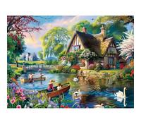 500 Pieces Puzzle for Adults,Waterside Cottage Puzzle,Recycled Cardboard Peaceful Pond Puzzles 500 Pieces,Challenging Game Home Decor Birthday Party Gift for Adults Seniors 20.5 * 15 in