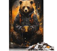 500 Pieces Puzzle for Adults Young Brown Bear Painting Jigsaw Puzzles for Adults Puzzle Woodenboard Puzzles Educational Game Challenge Toy 500pcs (52x38cm)