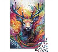 500 Pieces Puzzles Animal Reindeer Jigsaw Puzzles for Adults Woodenboard Puzzles Home Decoration Puzzle Toys 500pcs (52x38cm)