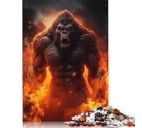 500 Pieces Puzzles for Adults Angry Evil Gorilla Fire Square Puzzle for Adults & Wooden Puzzles Home Decor 500pcs (52x38cm)