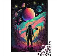 500 Pieces Puzzles for Adults Astronaut In Space Creative Square Jigsaw Puzzles for Adults, Wooden Puzzles Home Decoration Jigsaw Puzzles 500pcs (52x38cm)