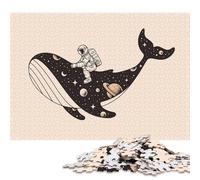 500 Pieces Puzzles for Adults Astronaut Riding A Space Whale Jigsaw Puzzle Adult Wood Jigsaw Best Gift for Adults Birthday Present 500pcs (52x38cm)