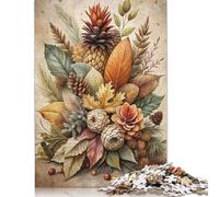 500 Pieces Puzzles for Adults Autumnal Still Life with Pineapple Creative Square Jigsaw Puzzles for Adults, Wooden Puzzles Home Decoration Jigsaw Puzzles 500pcs (52x38cm)