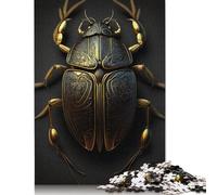 500 Pieces Puzzles for Adults Black And Gold Beetle Creative Square Jigsaw Puzzles for Adults, Wooden Puzzles Home Decoration Jigsaw Puzzles 500pcs (52x38cm)