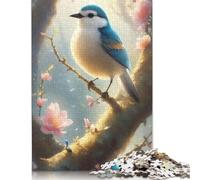 500 Pieces Puzzles for Adults Blue Robin Jigsaw Puzzles for Adults Woodenboard Puzzles Difficult And Challenge 500pcs (52x38cm)