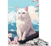 500 Pieces Puzzles for Adults Cat Mount Fuji Portrait Jigsaw Puzzles for Adults Woodenboard Puzzles Difficult And Challenge 500pcs (52x38cm)
