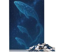 500 Pieces Puzzles for Adults Celestial Whales in Starry Night Creative Square Jigsaw Puzzles for Adults, Wooden Puzzles Home Decoration Jigsaw Puzzles 500pcs (52x38cm)