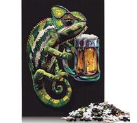 500 Pieces Puzzles for Adults Chameleon Beer Square Puzzle for Adults & Wooden Puzzles Home Decor 500pcs (52x38cm)