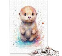 500 Pieces Puzzles for Adults 'Cute Watercolor Baby Otter Jigsaw Puzzles for Adults And Wooden Puzzles Home Decoration 500pcs (52x38cm)