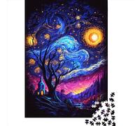 500 Pieces Puzzles for Adults Dancing Night Stars Square Puzzle for Adults & Wooden Puzzles Home Decor 500pcs (52x38cm)