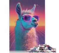 500 Pieces Puzzles for Adults Disco Party Retro Llama Creative Square Jigsaw Puzzles for Adults, Wooden Puzzles Home Decoration Jigsaw Puzzles 500pcs (52x38cm)