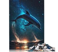 500 Pieces Puzzles for Adults 'Dolphin Space Square Puzzle for Adults & Wooden Puzzles Home Decor 500pcs (52x38cm)