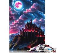 500 Pieces Puzzles for Adults Fantasy Castle Night Creative Square Jigsaw Puzzles for Adults, Wooden Puzzles Home Decoration Jigsaw Puzzles 500pcs (52x38cm)