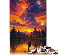 500 Pieces Puzzles for Adults Fantasy Sunset Castle Creative Square Jigsaw Puzzles for Adults, Wooden Puzzles Home Decoration Jigsaw Puzzles 500pcs (52x38cm)
